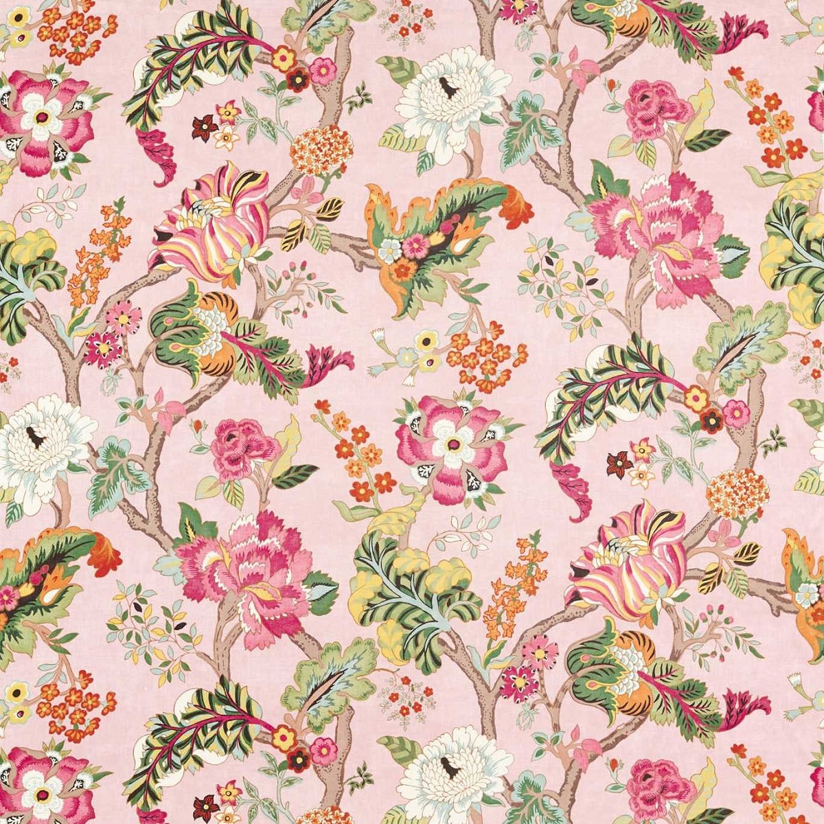 Fusang Tree Peach Blossom Fabric by Sanderson