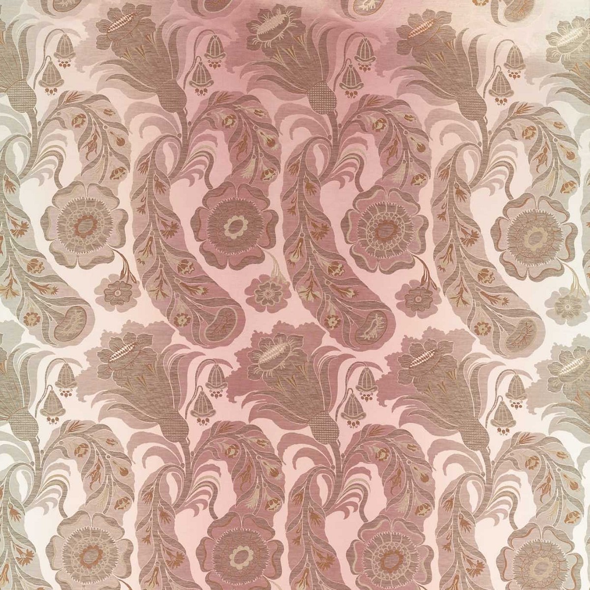 Sezincote Damask Tuscan Pink Fabric by Zoffany