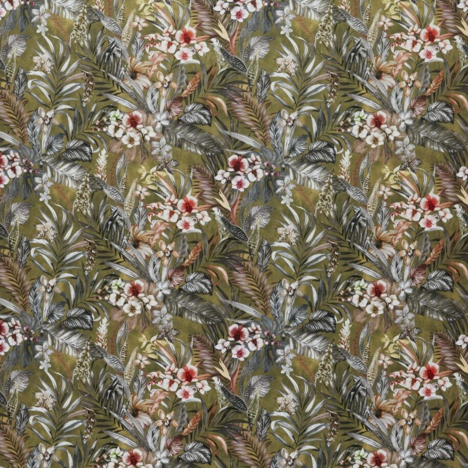 Kew Olive Fabric by Ashley Wilde