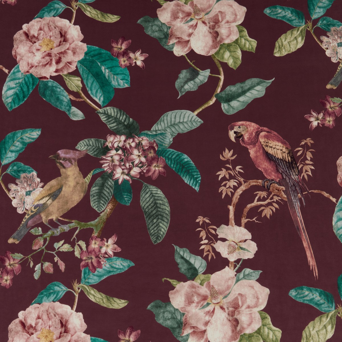 Enchanted Garden Damson Fabric by iLiv