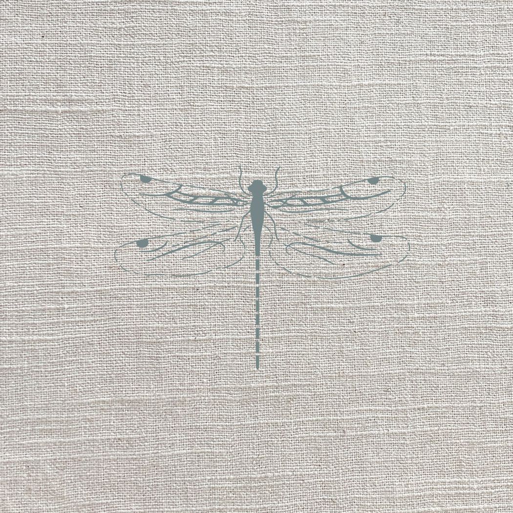 Dragonfly Duck Egg Linen Fabric by Sophie Allport