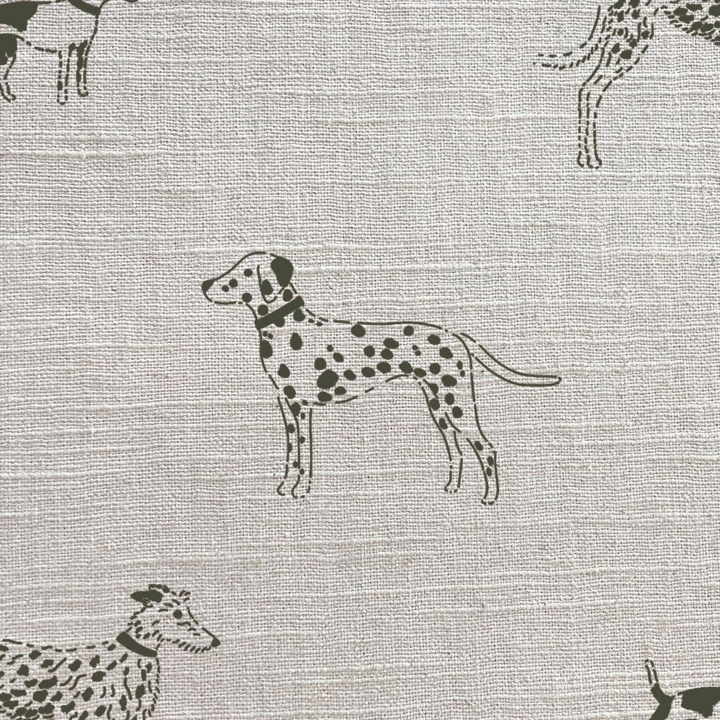 Fetch Charcoal Grey Linen Fabric by Sophie Allport