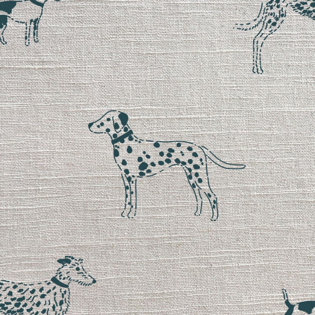 Fetch Teal Linen Fabric by Sophie Allport
