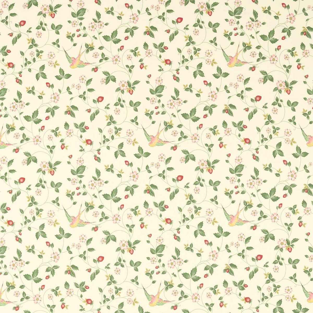 Wild Strawberry Ivory Linen Fabric by Clarke & Clarke