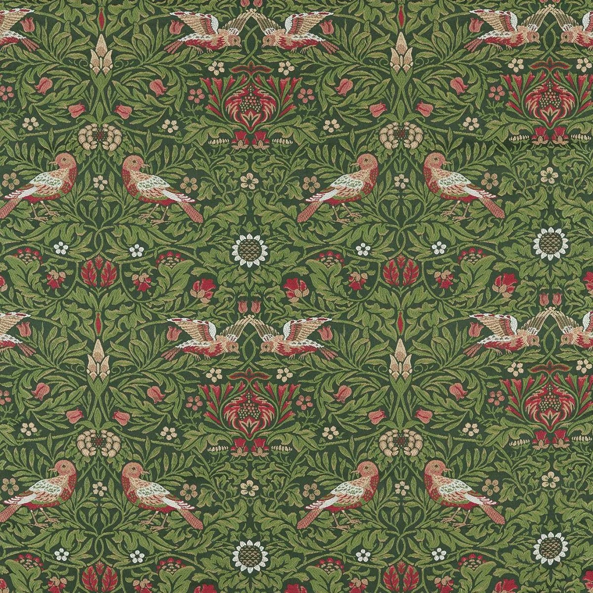 Bird Tapestry Tump Green Fabric by William Morris & Co.