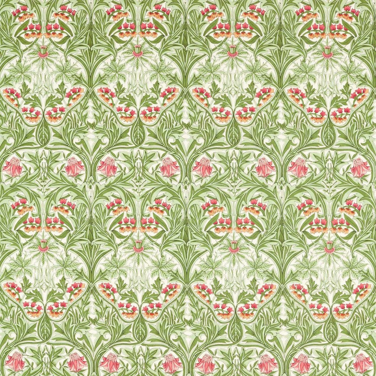Bluebell Leaf Green/Sweet Briar Fabric by William Morris & Co.