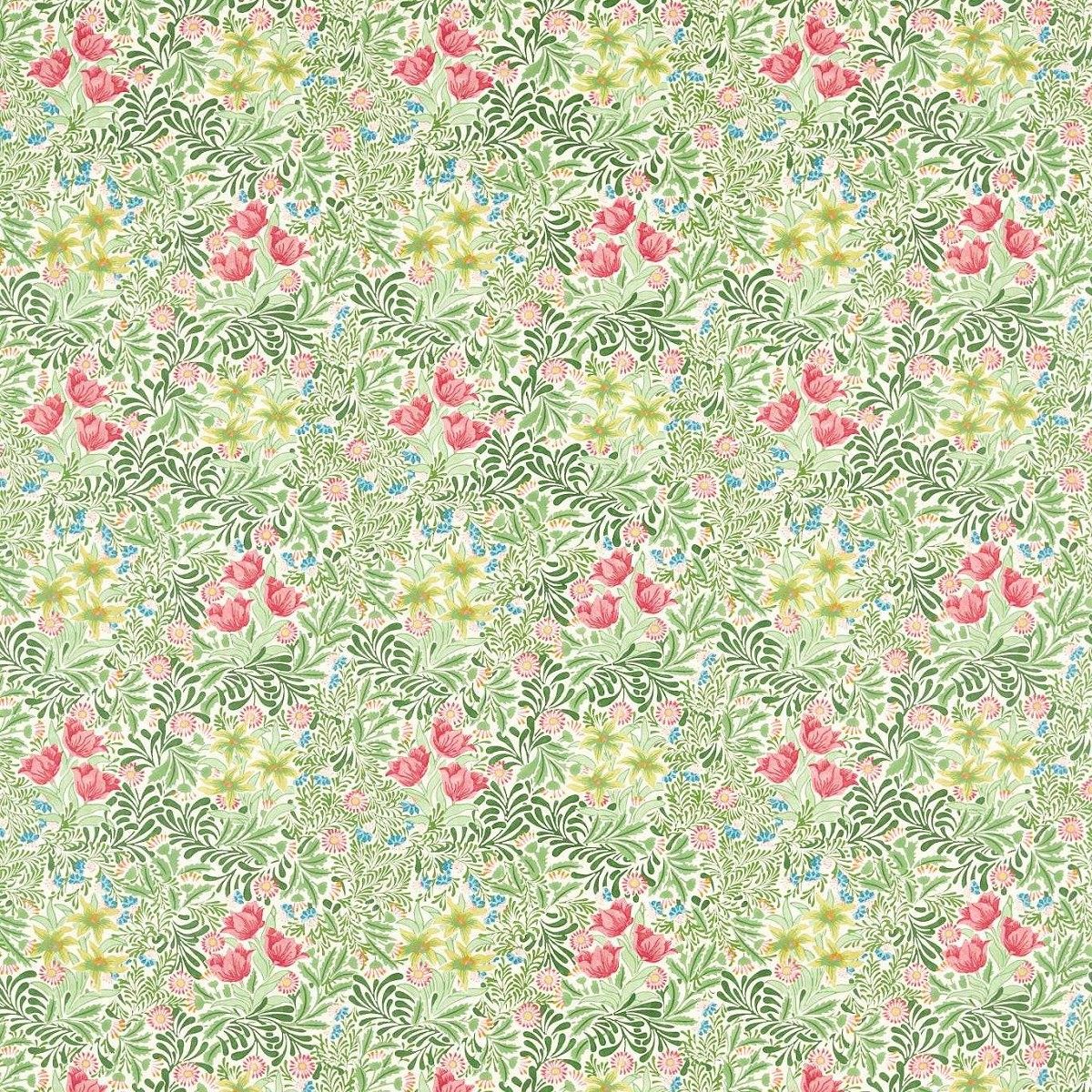 Bower Boughs Green/Rose Fabric by William Morris & Co.