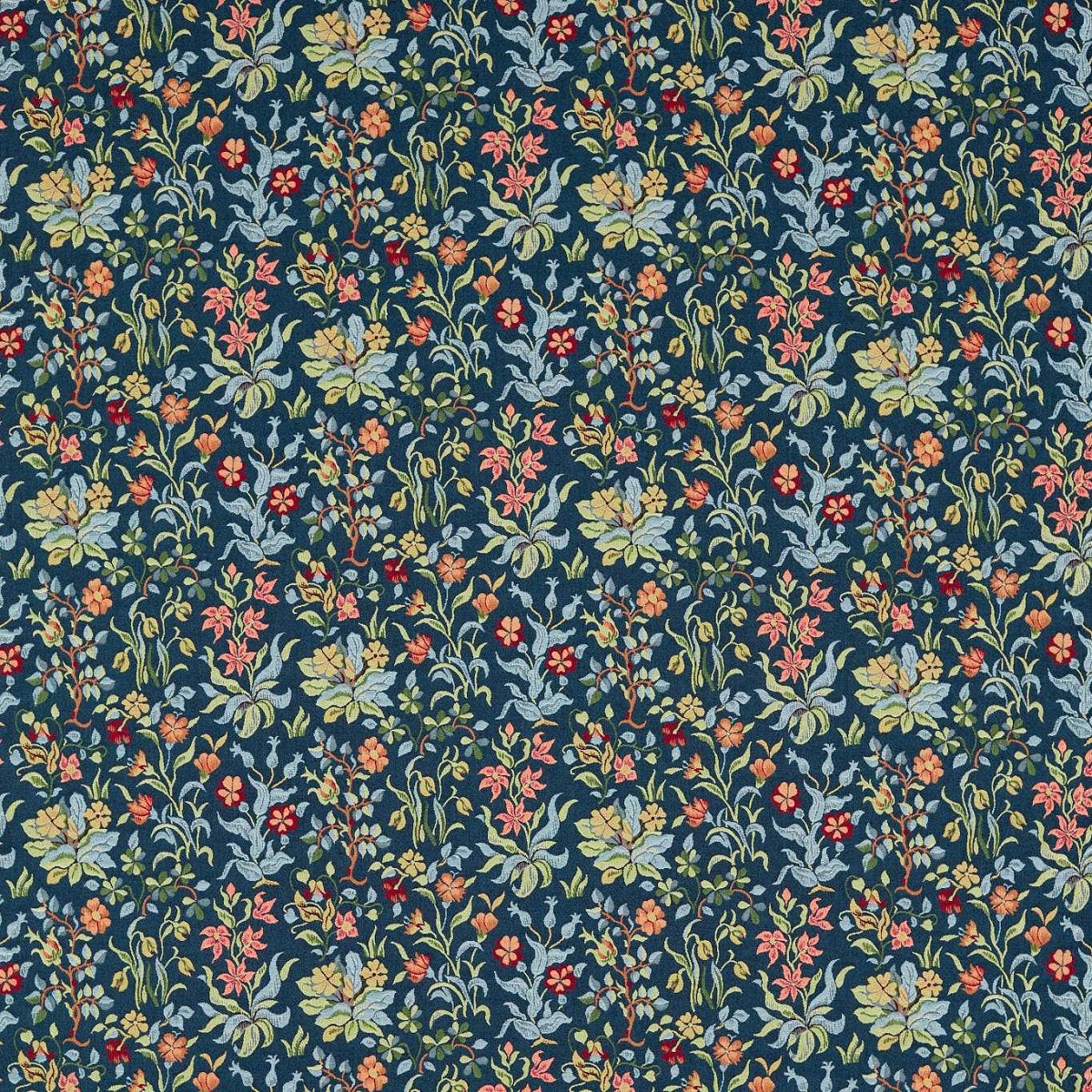 Flowers By May Indigo Fabric by William Morris & Co.