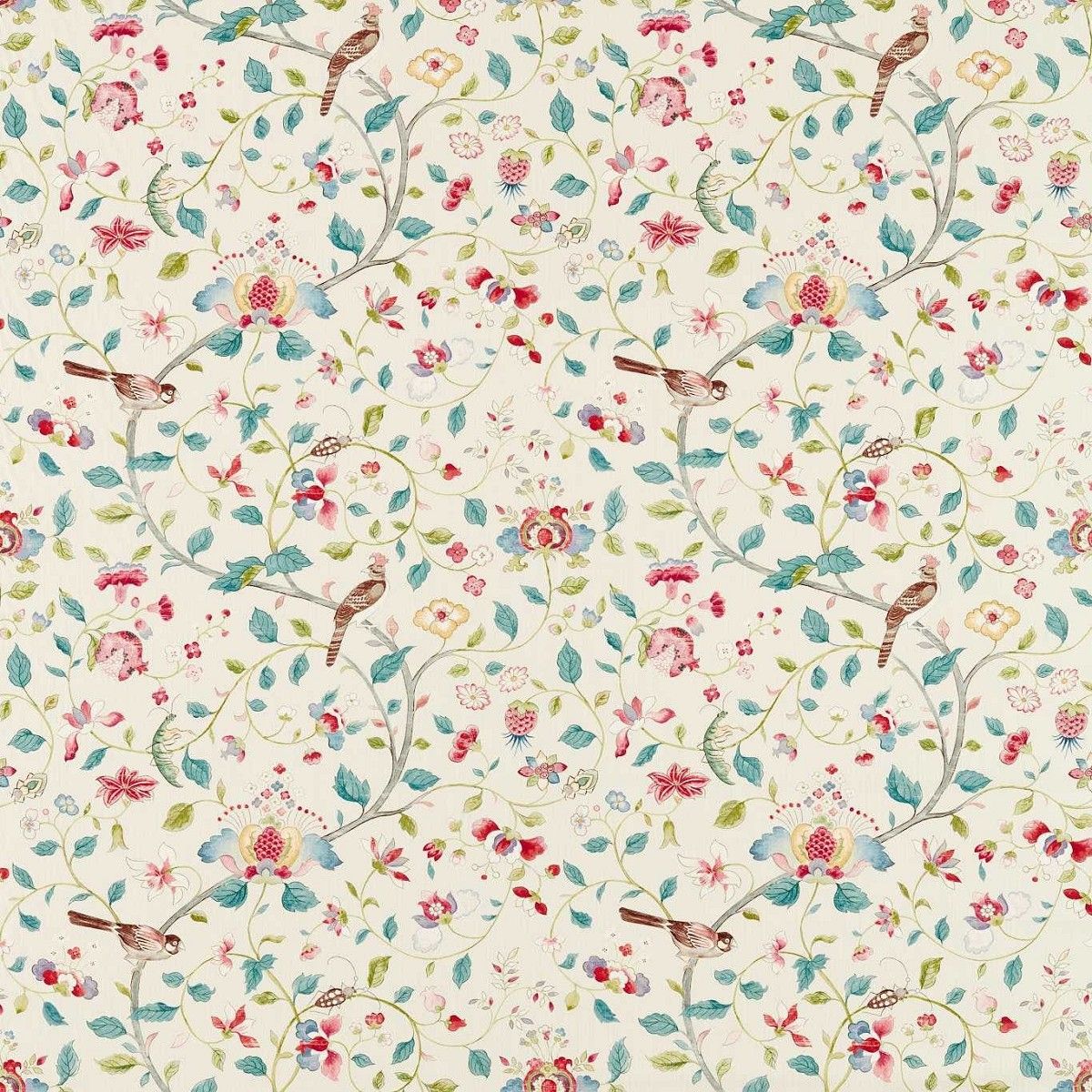 Arils Garden Blue Clay/Pink Fabric by Sanderson