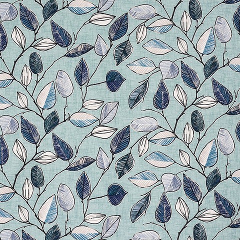 Jardin Leaf Seafoam Fabric by Fryetts