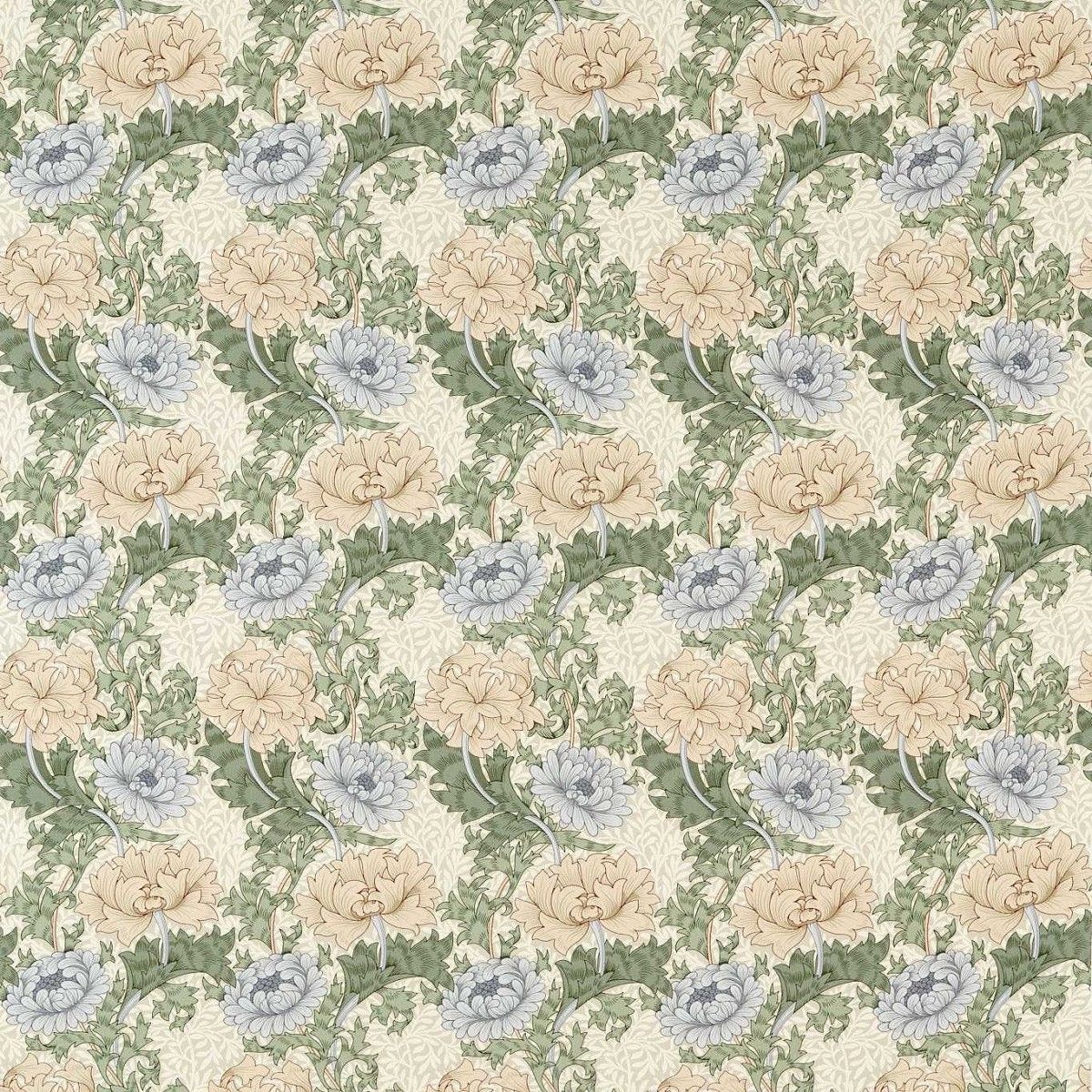 Chrysanthemum Outdoor Mineral/Cream Fabric by William Morris & Co.