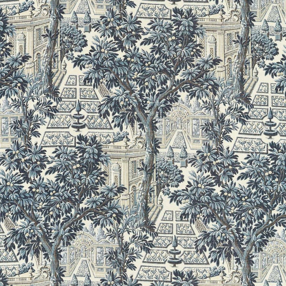 Italian Garden Indigo Fabric by Zoffany