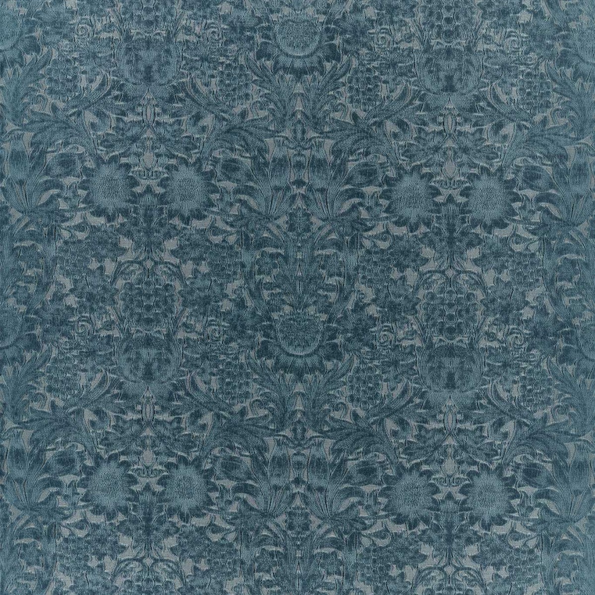 Sunflower Caffoy Velvet Webbs Blue Fabric by William Morris & Co.