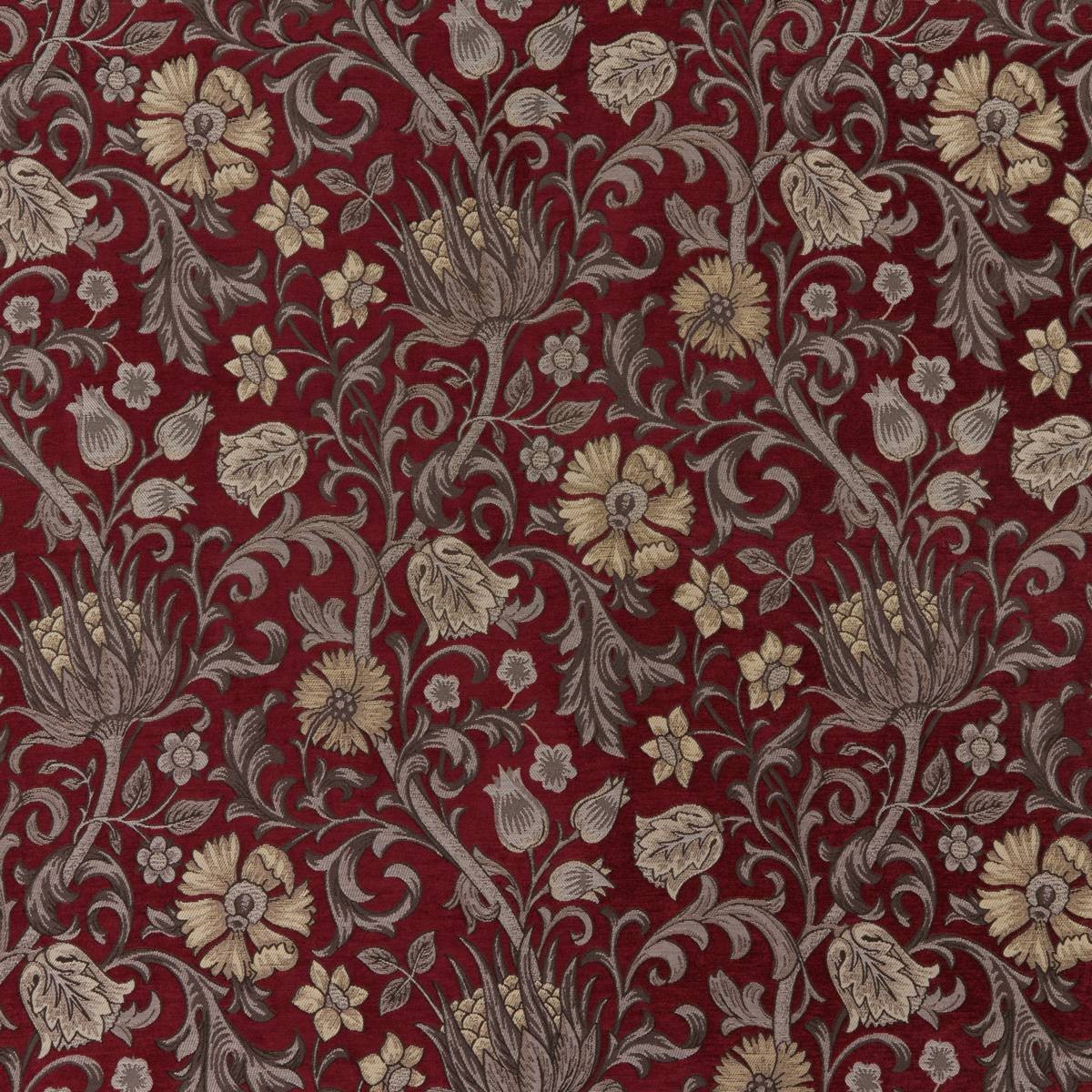 Morris XVI Carmine Fabric by Britannia Rose