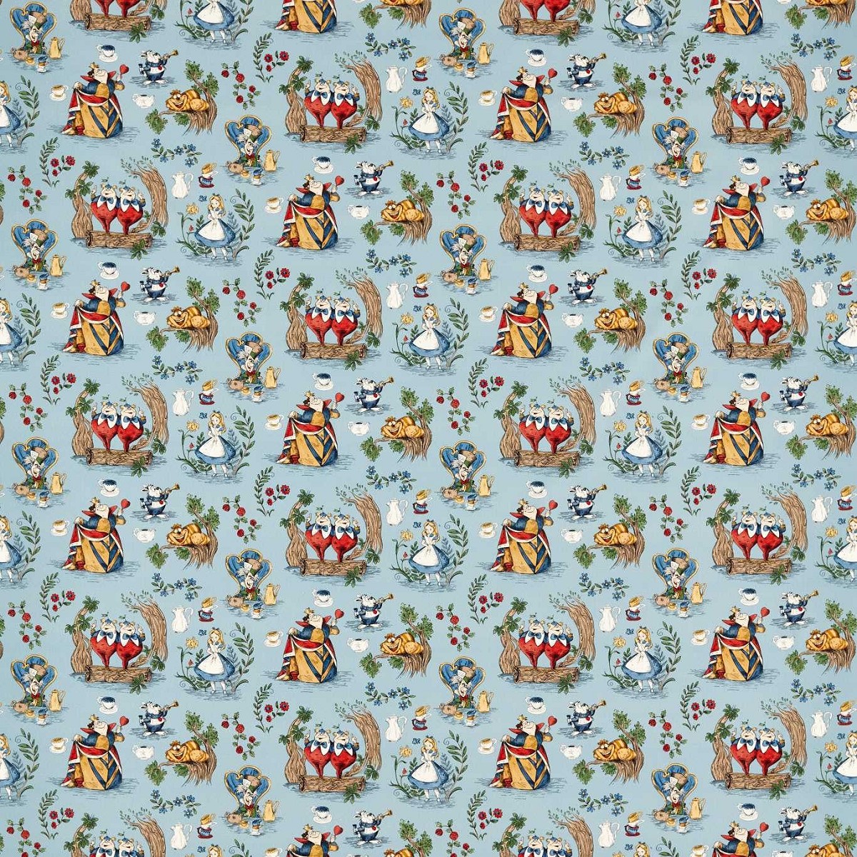 Alice In Wonderland Puddle Blue Fabric by Sanderson