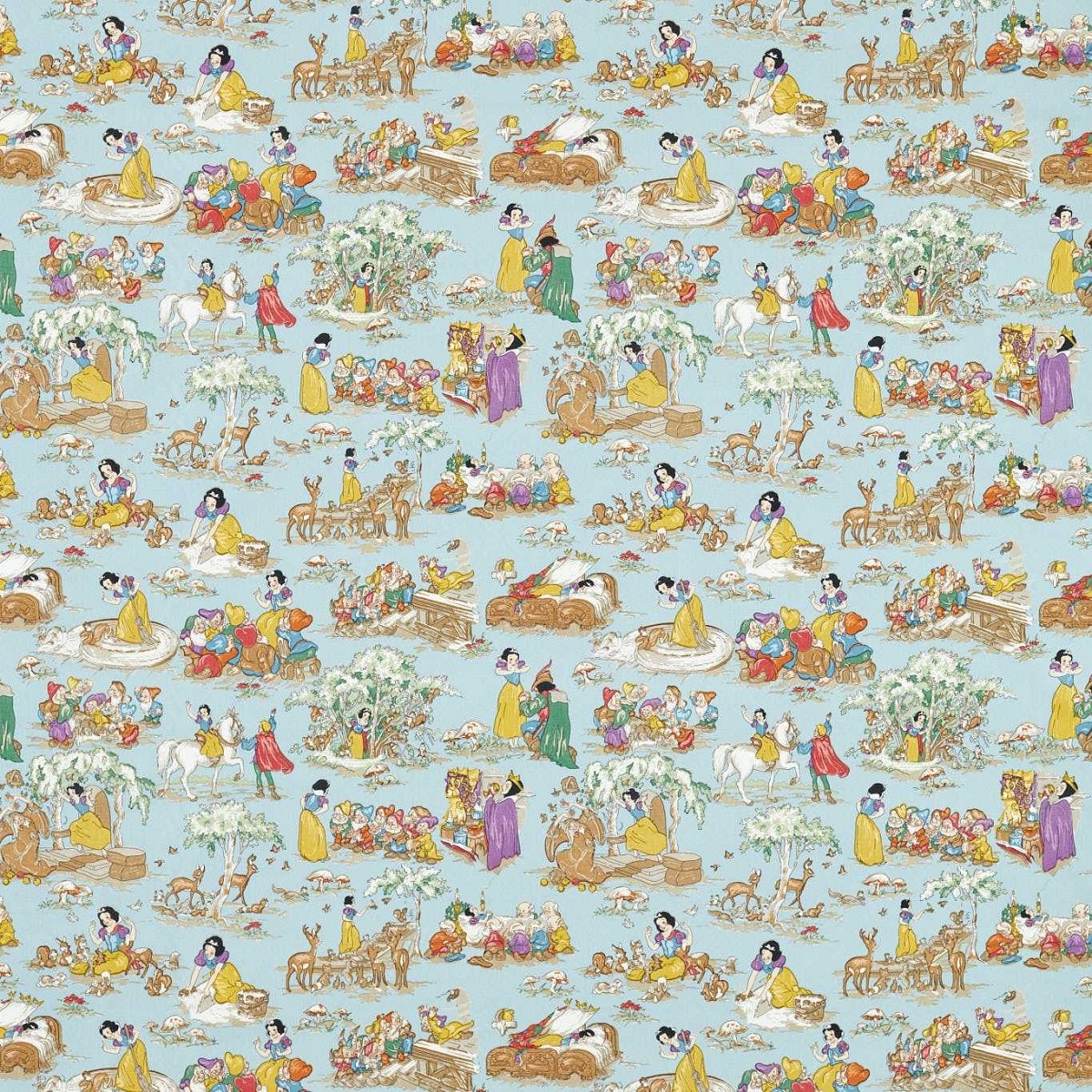 Snow White Puddle Blue Fabric by Sanderson
