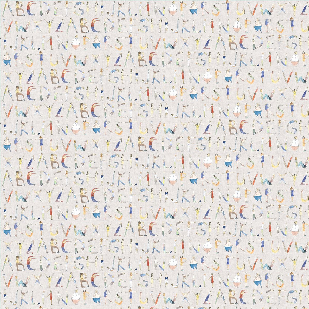 Alphabet People Oat Fabric by Voyage Maison
