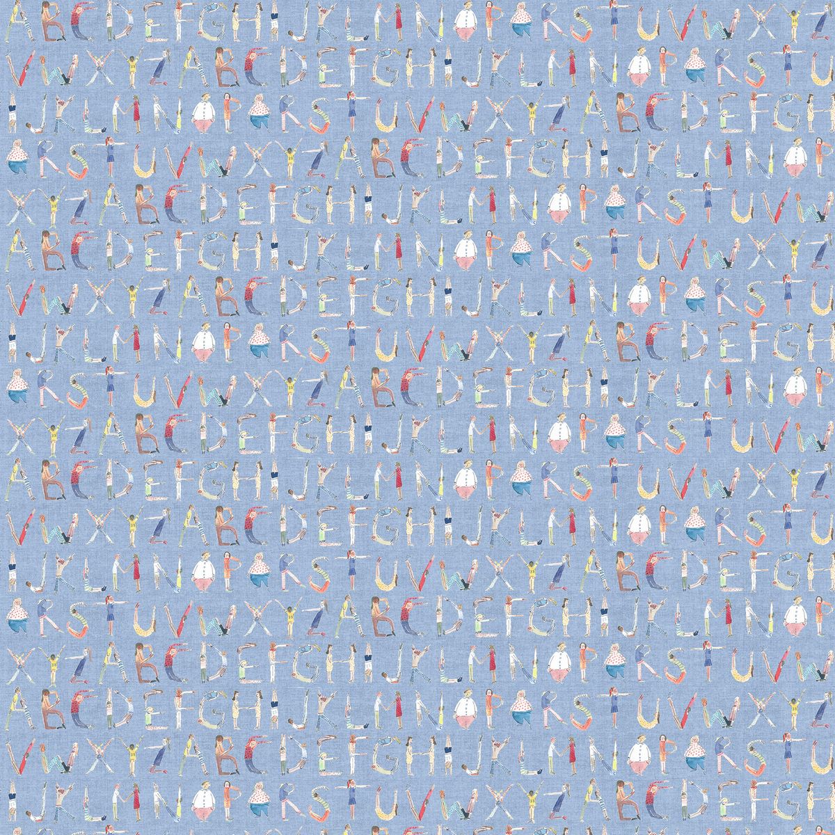 Alphabet People Sky Fabric by Voyage Maison