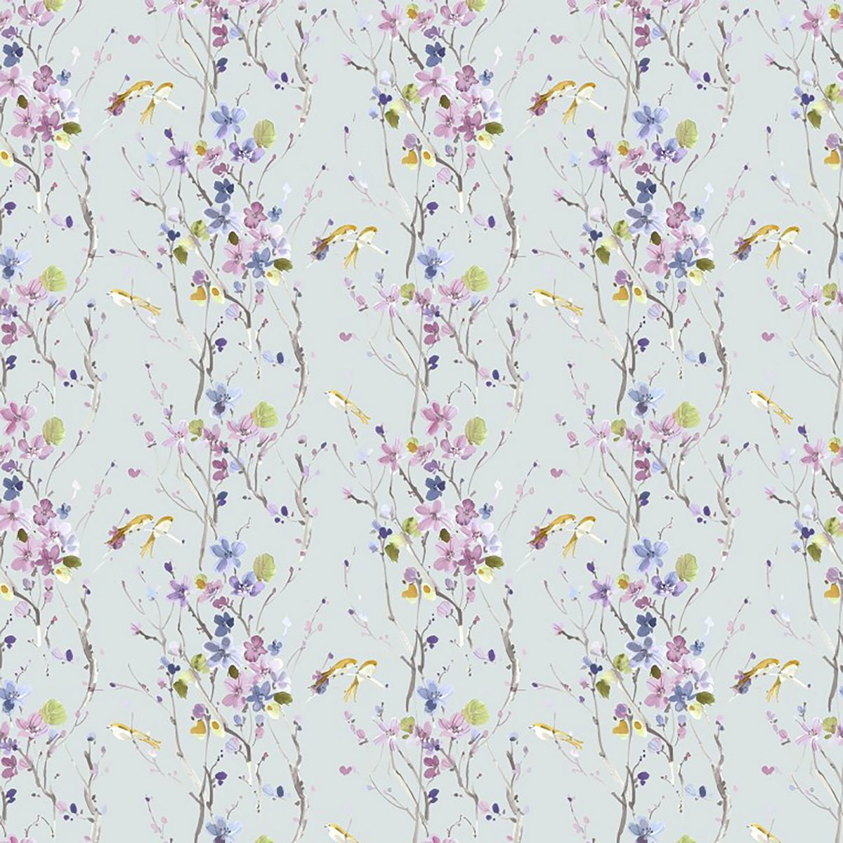Armathwaite Linen Violet/Duck Egg Fabric by Voyage Maison