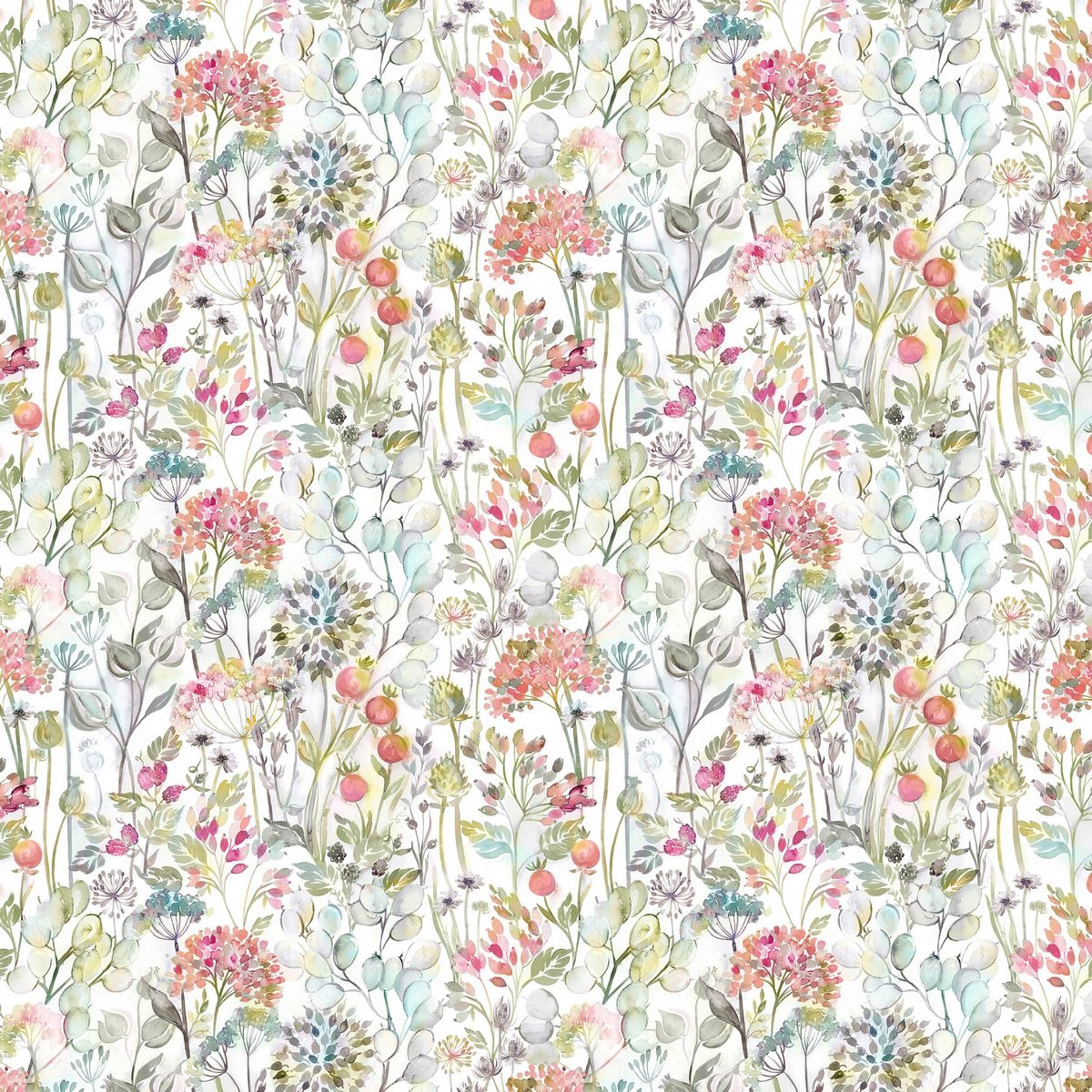 Country Hedgerow Coral/Cream Fabric by Voyage Maison