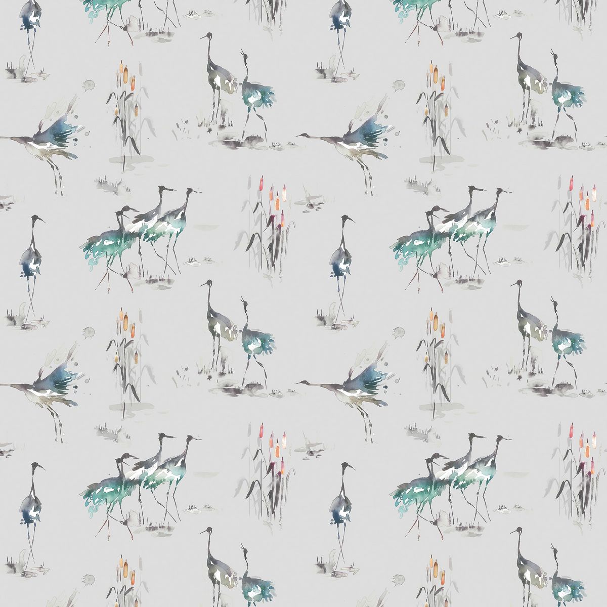 Cranes Cobalt Fabric by Voyage Maison
