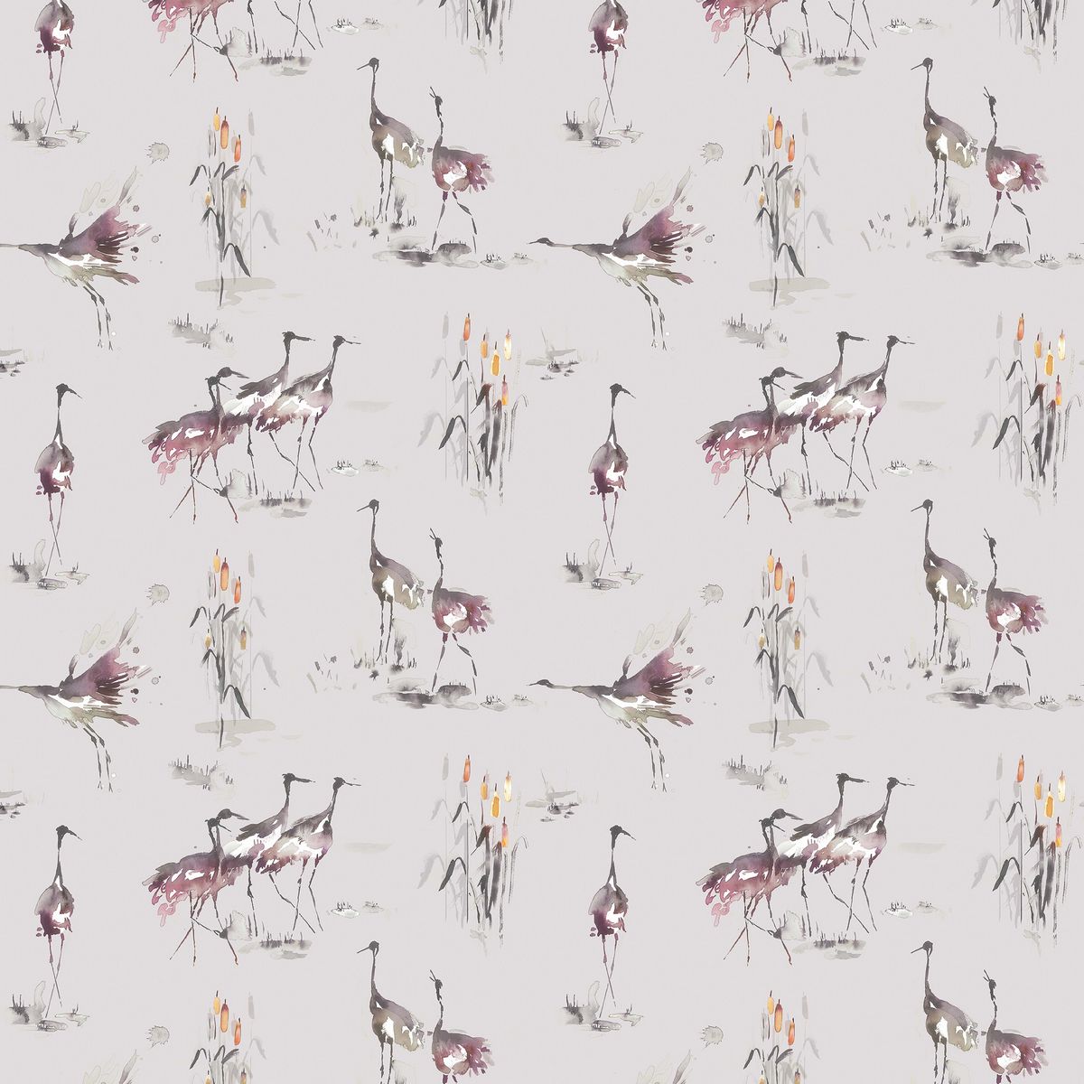 Cranes Linen Tourmaline Fabric by Voyage Maison