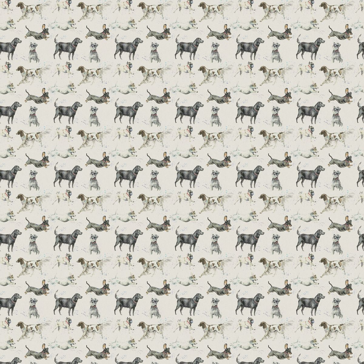 Dashing Dogs Linen Fabric by Voyage Maison
