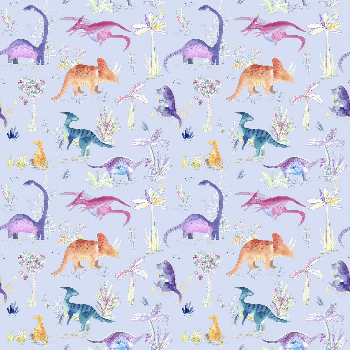 Dinos Violet Fabric by Voyage Maison