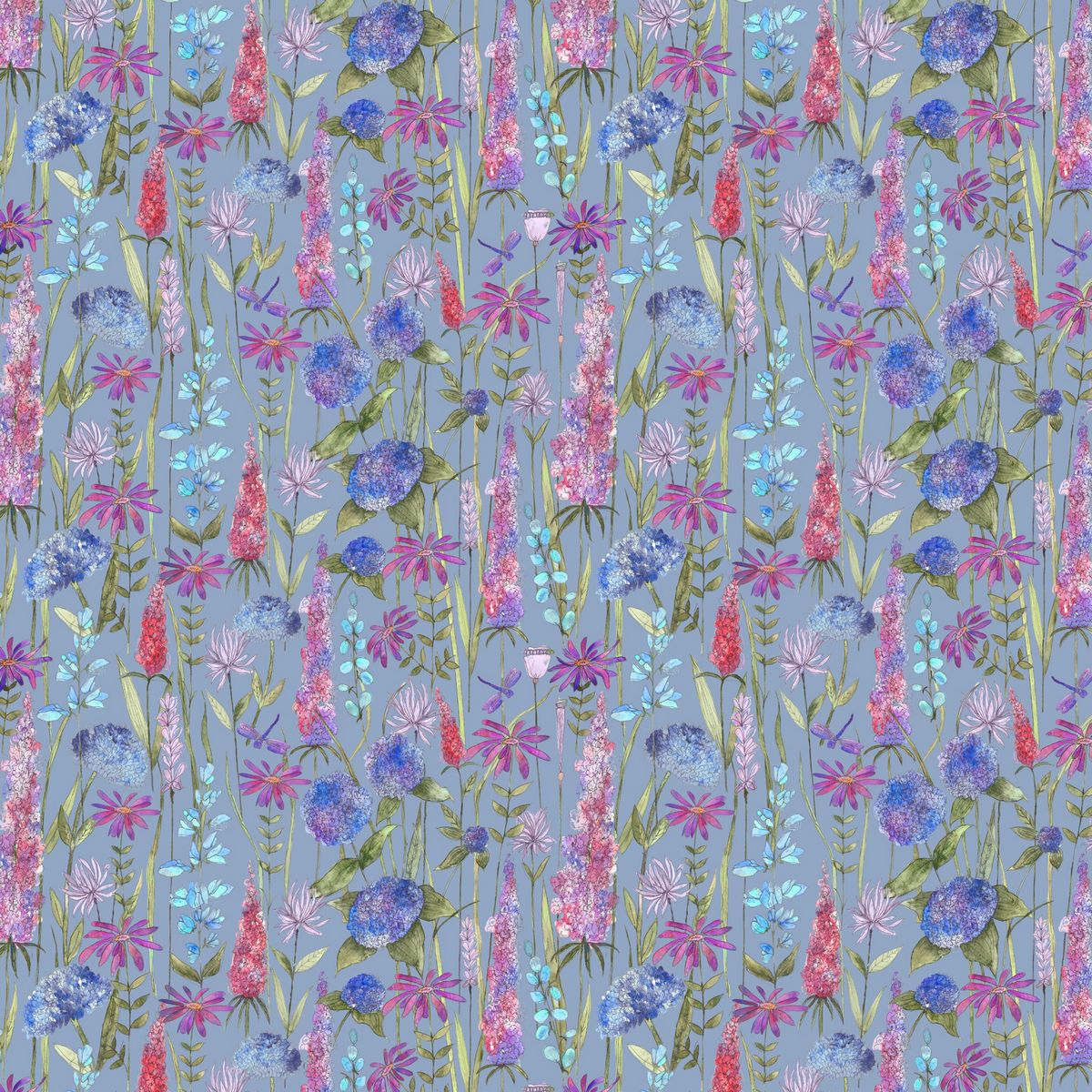 Florabunda Bluebell Fabric by Voyage Maison