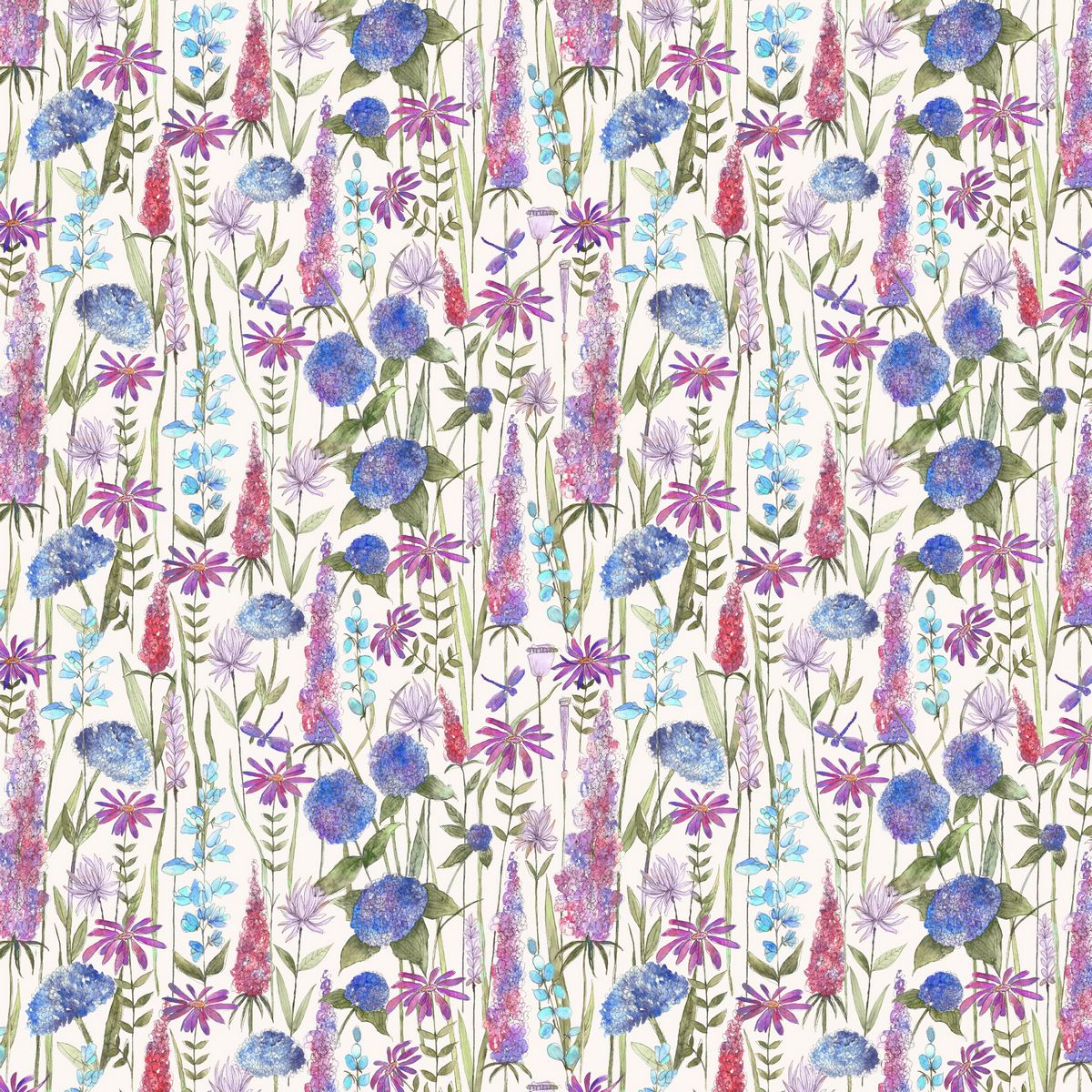 Florabunda Bluebell Ecru Fabric by Voyage Maison