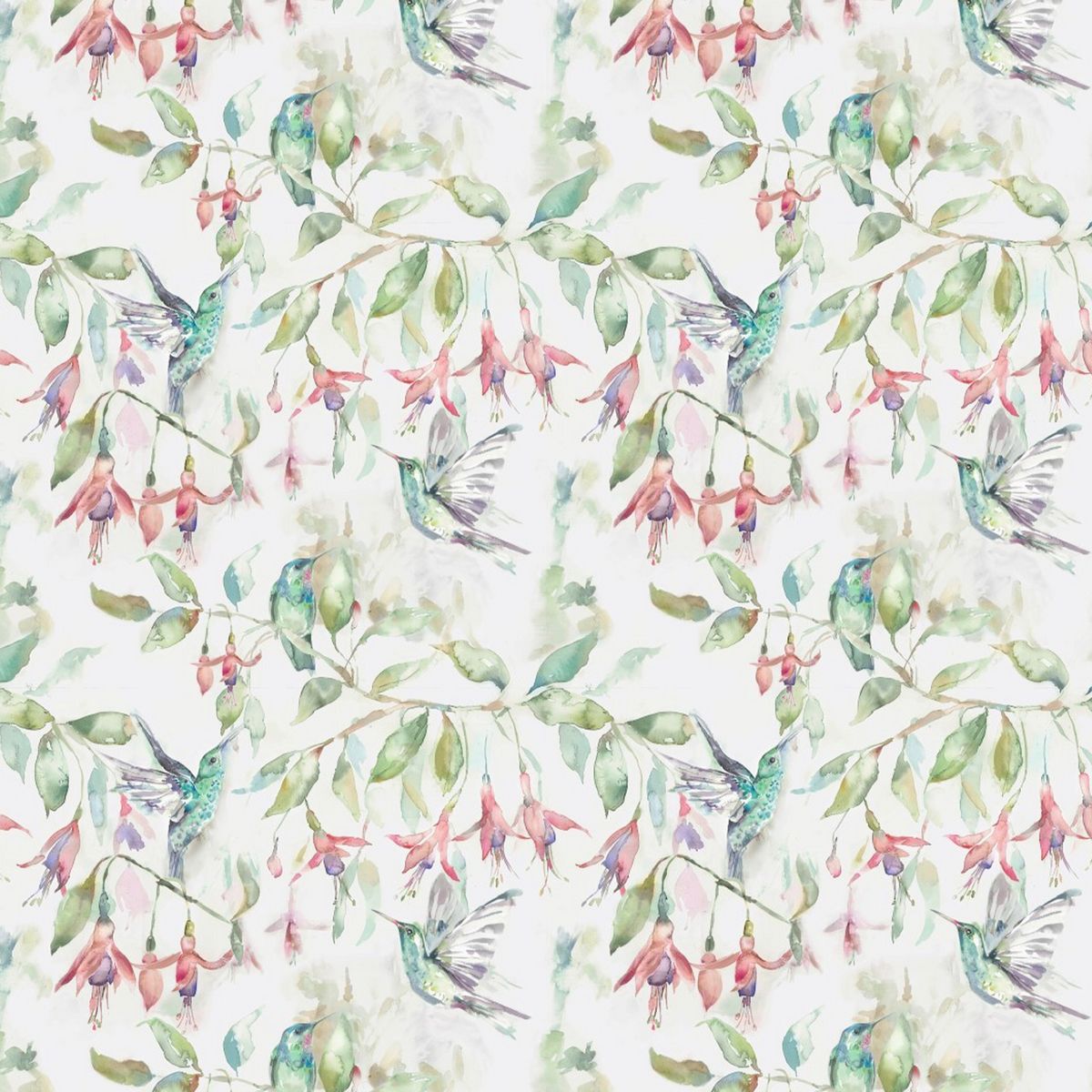 Fuchsia Flight Cream Fabric by Voyage Maison