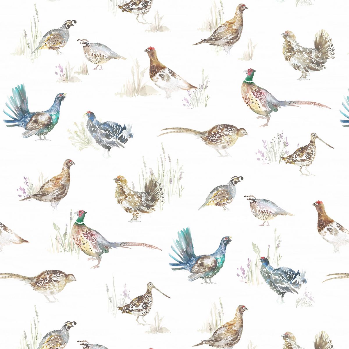 Gamebirds Cream Fabric by Voyage Maison