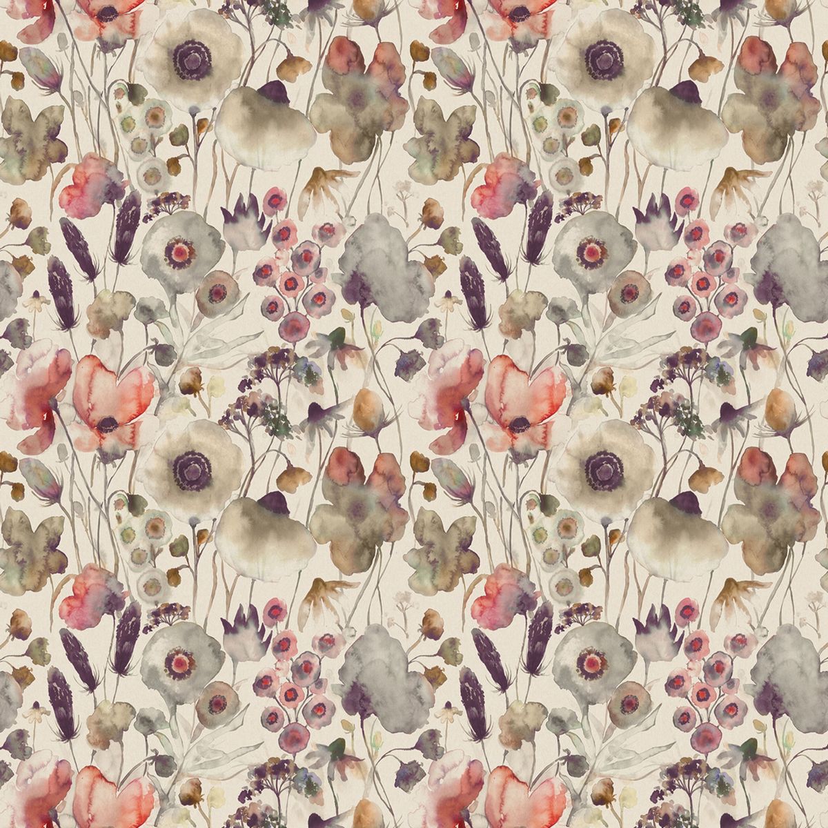 Hibbertia Linen Boysenberry Fabric by Voyage Maison