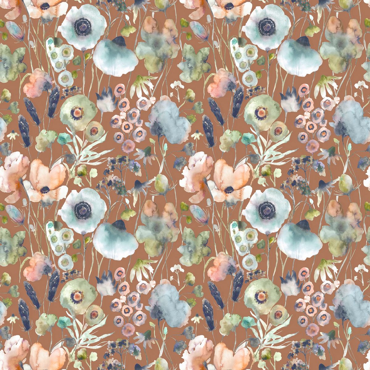 Hibbertia Coral/Cloud/Terracotta Fabric by Voyage Maison