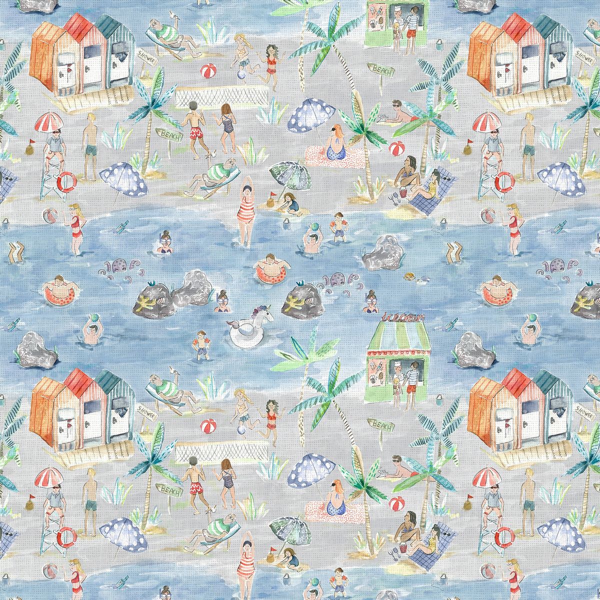 Lets Go To The Beach Stone Fabric by Voyage Maison
