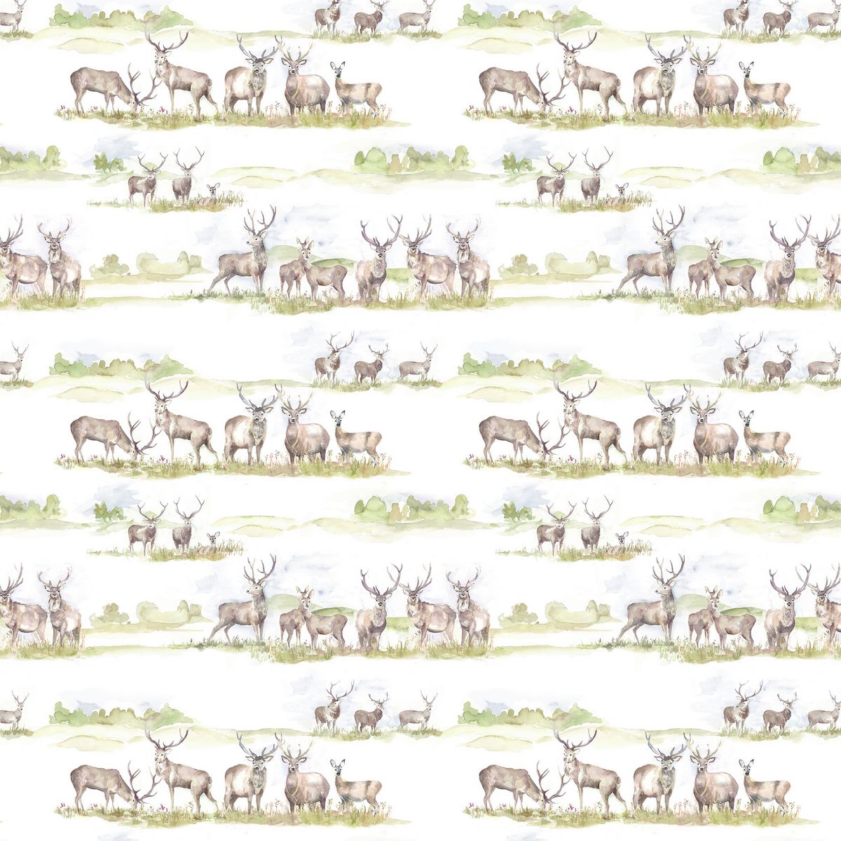 Moorland Stag Linen Fabric by Voyage Maison