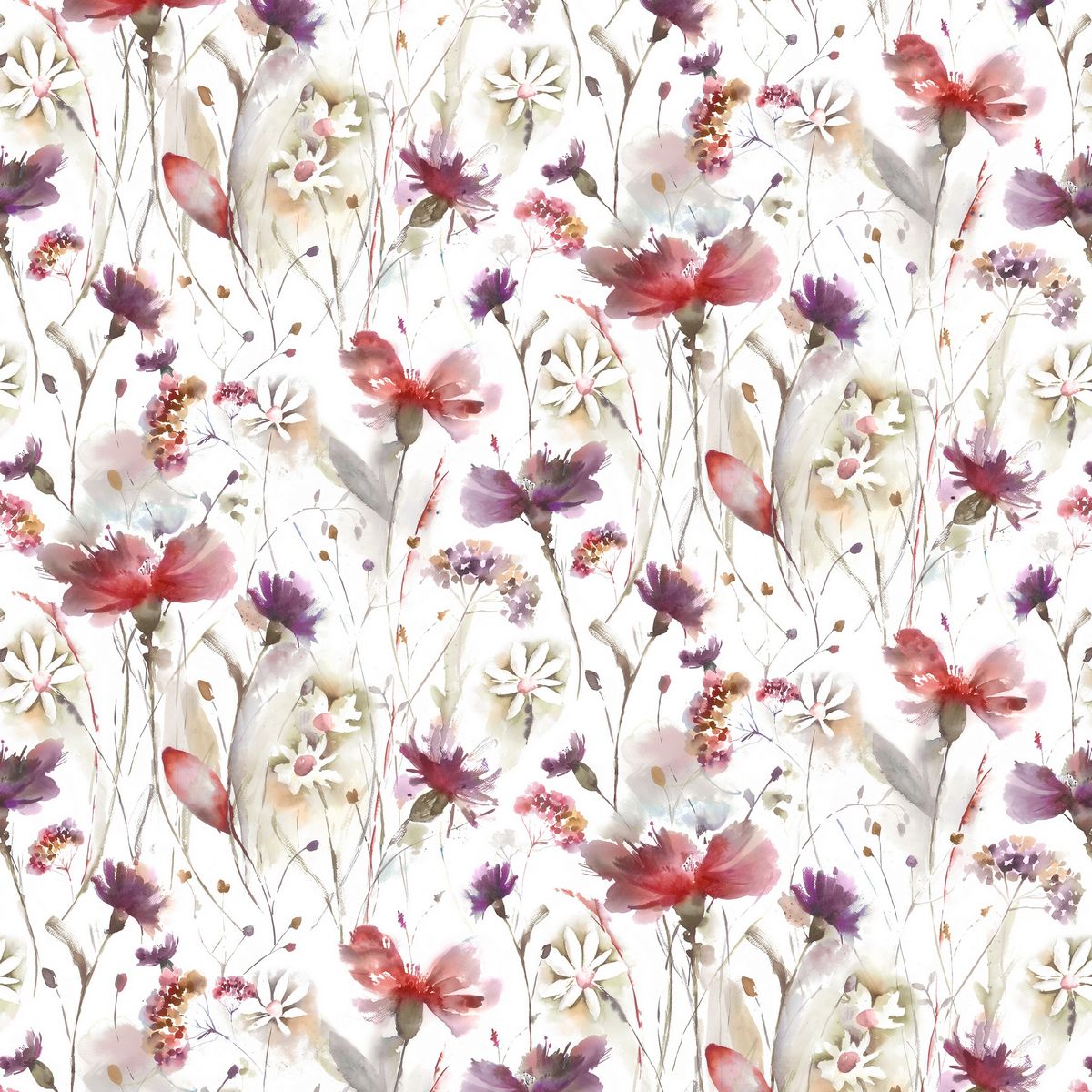 Olearia Cream Boysenberry Fabric by Voyage Maison
