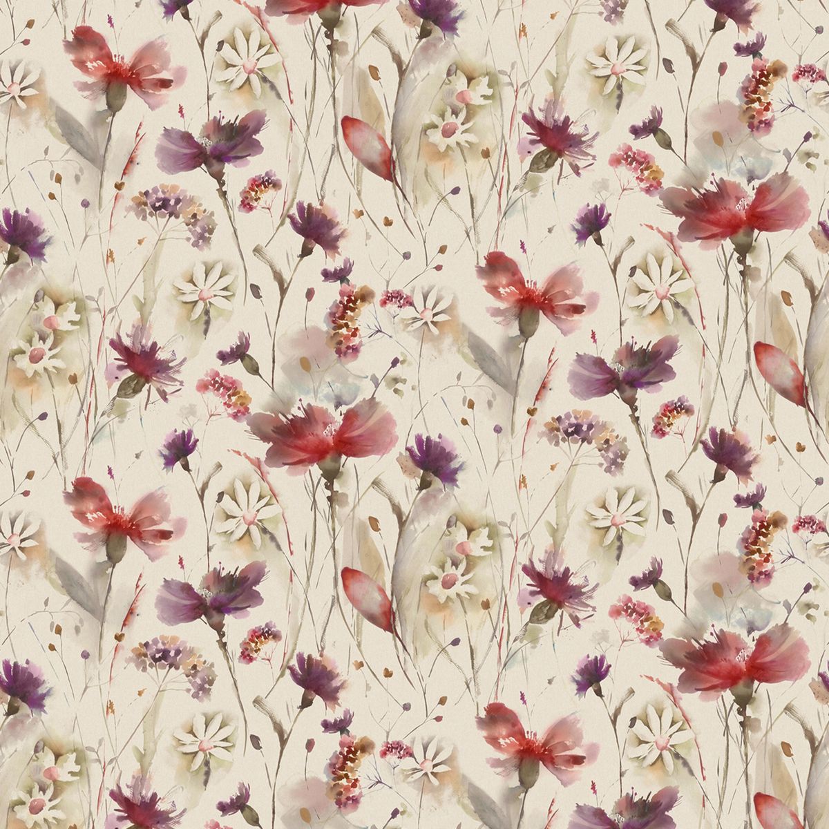 Olearia Linen Boysenberry Fabric by Voyage Maison