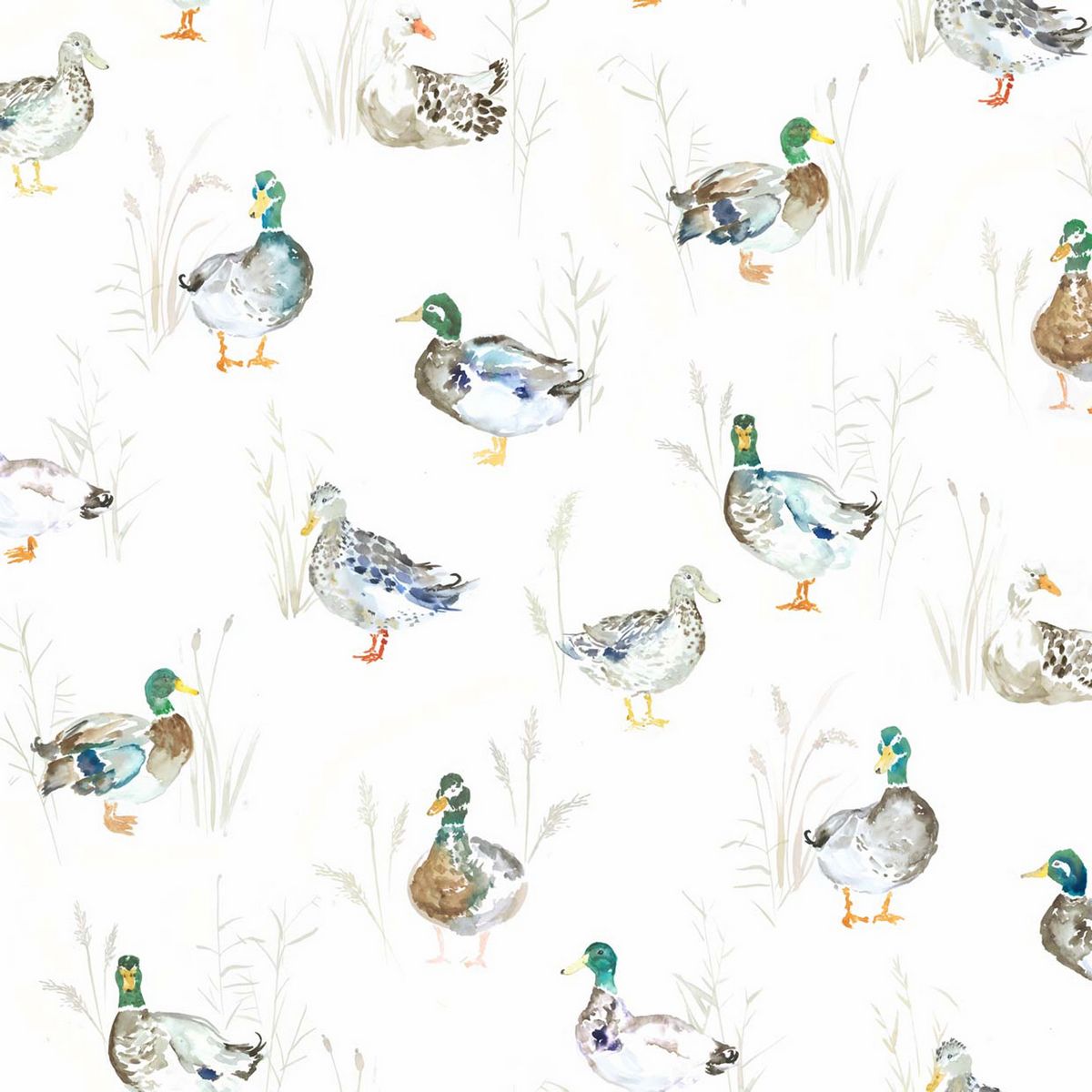 Paddling Ducks Cream Fabric by Voyage Maison