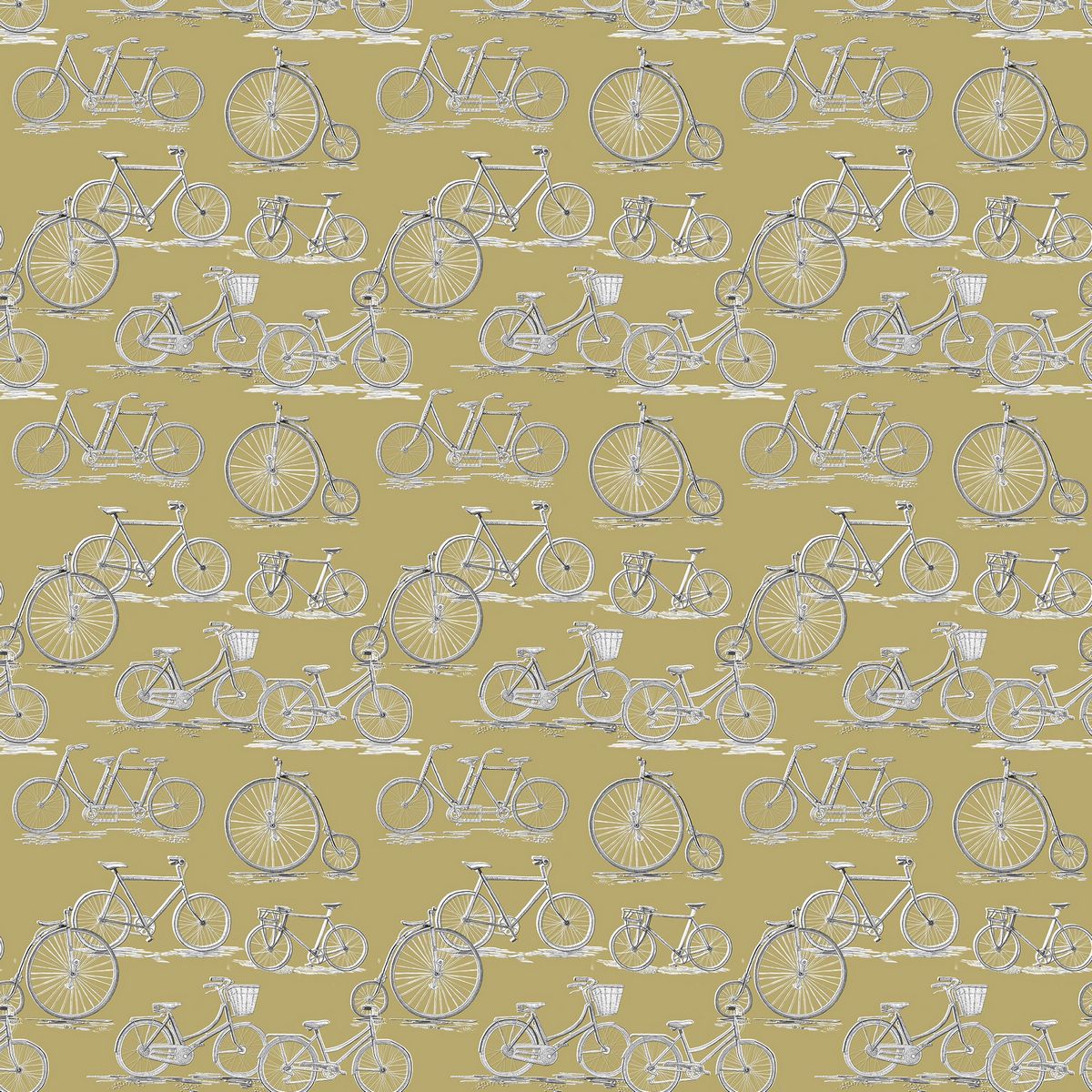 Penny Farthing Mustard Fabric by Voyage Maison