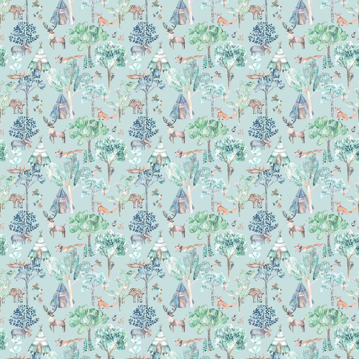 Woodland Adventures Aqua Fabric by Voyage Maison