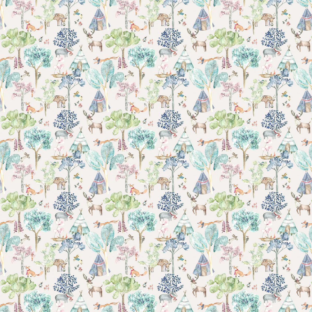Woodland Adventures Oat Fabric by Voyage Maison