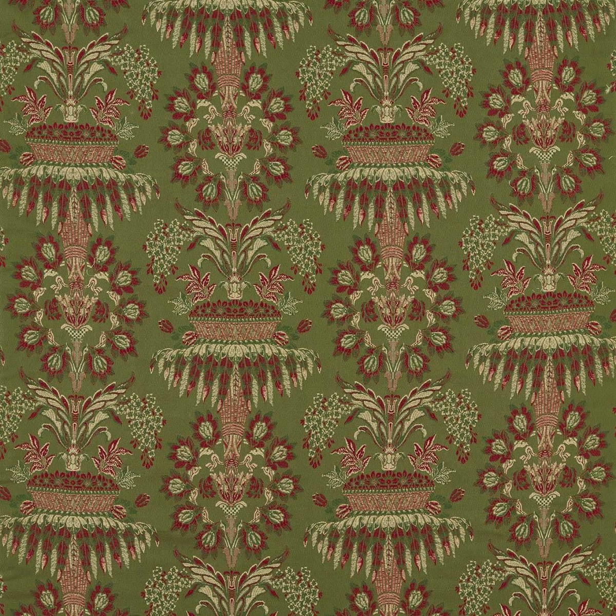 Long Gallery Brocade Olivine/Russet Fabric by Zoffany