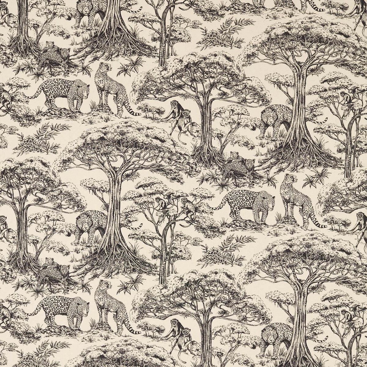 Kisumu Noir/Linen Fabric by Clarke & Clarke