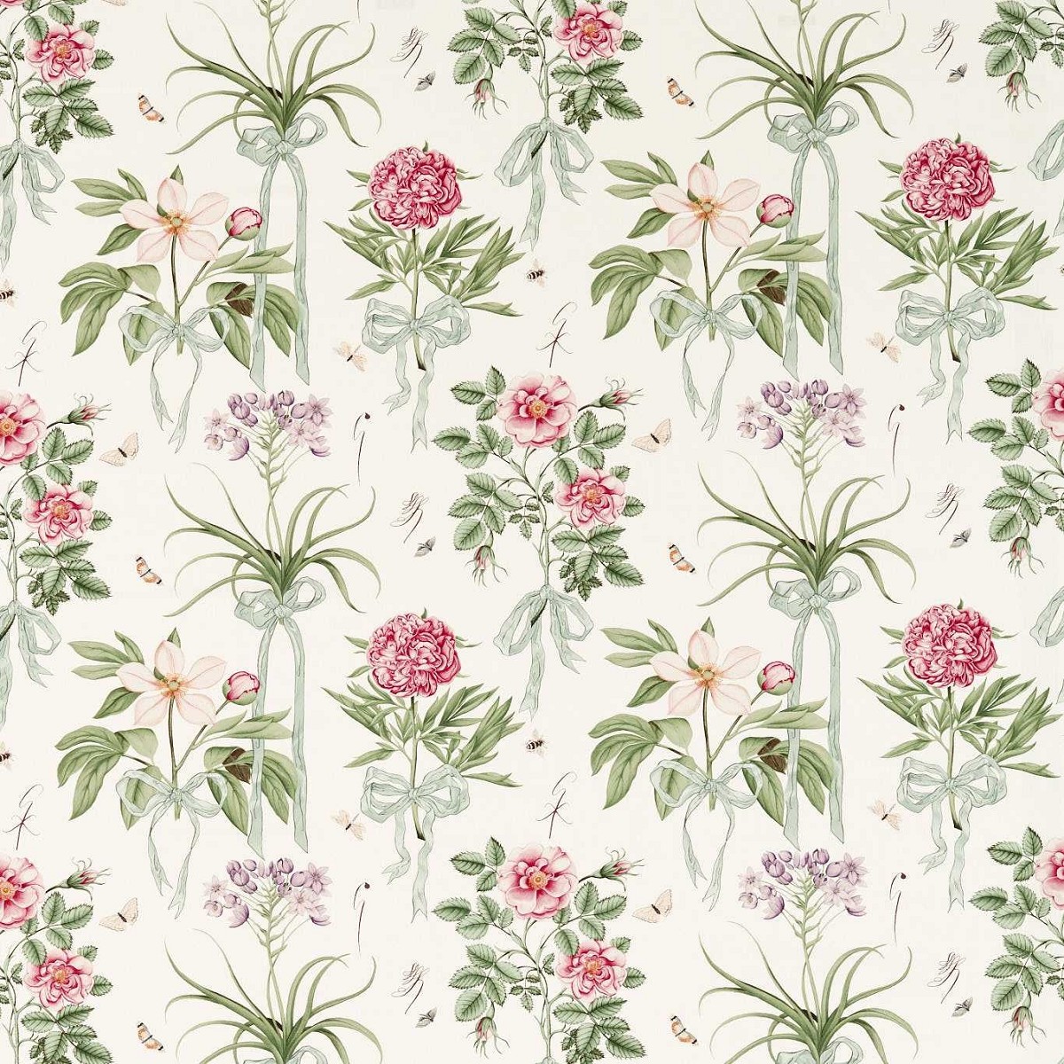 Cupid`s Beau Parchment/Madder Fabric by Sanderson