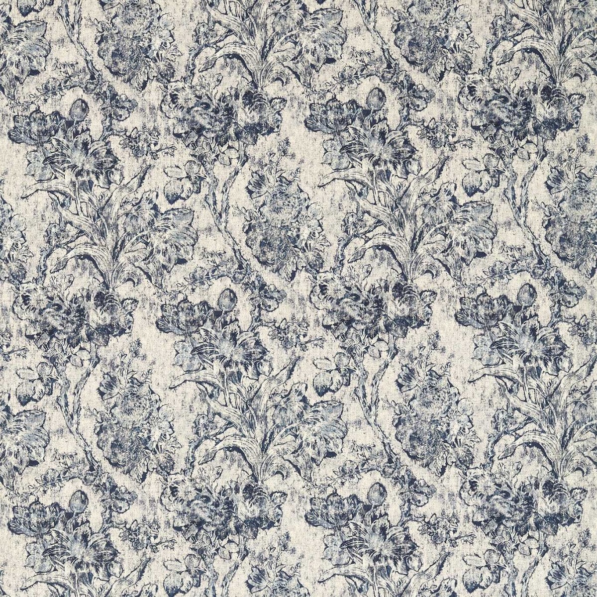 Fringed Tulip Toile Woad Fabric by Sanderson