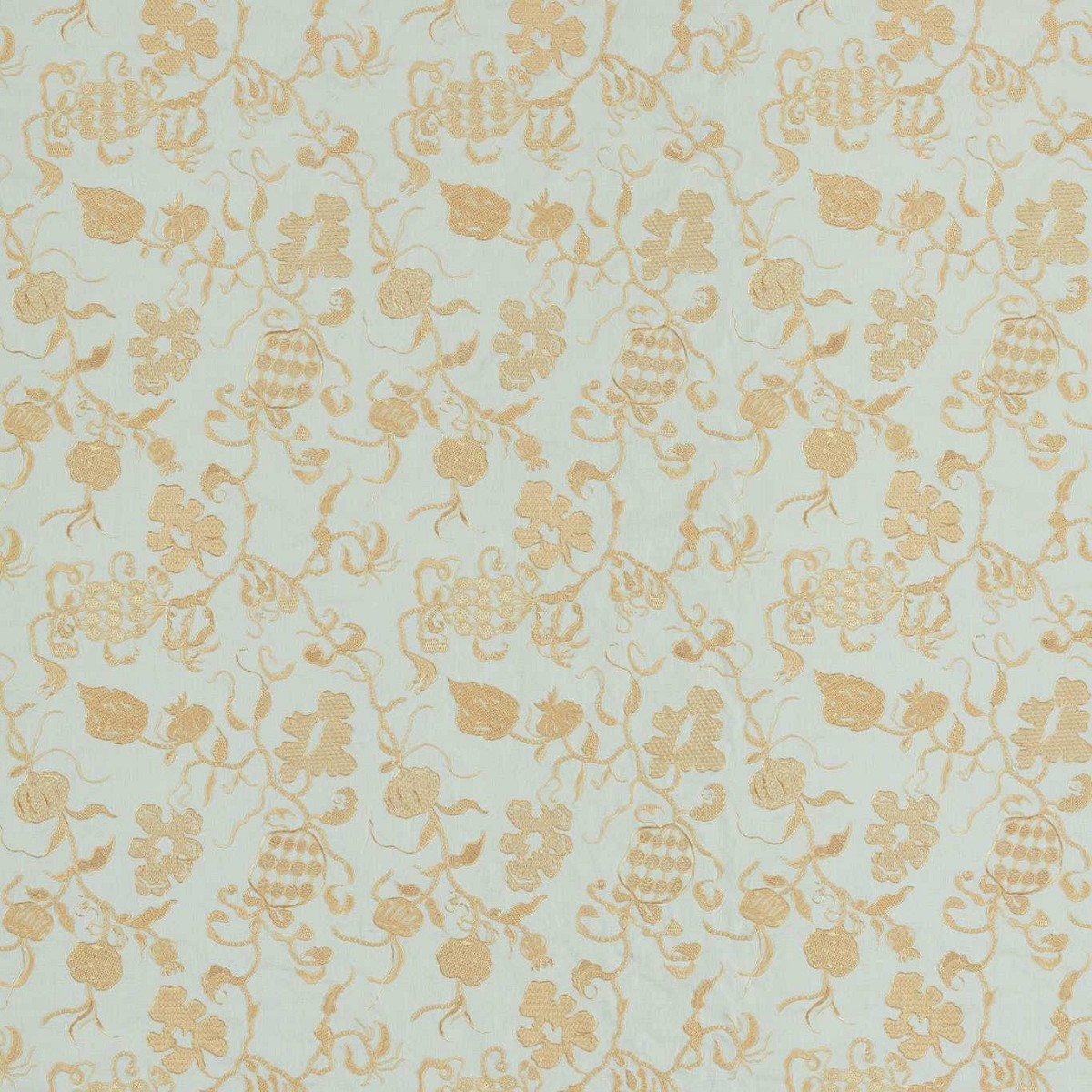 Mydsommer Pickings Smog Blue/Lame Gold Fabric by Sanderson