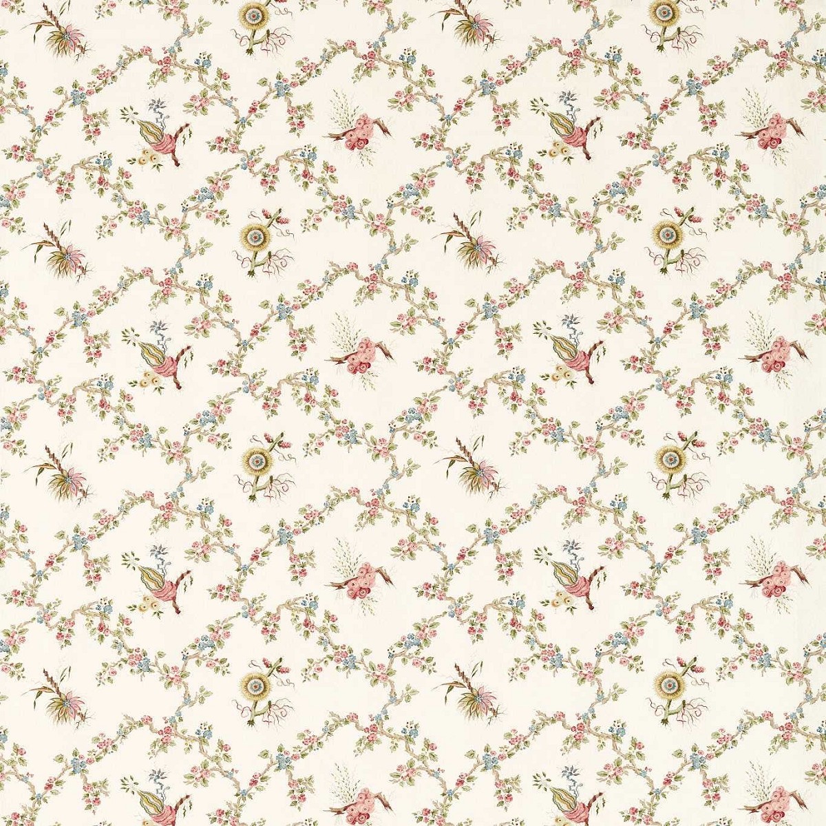 Trelliage Raspberry/Stone Fabric by Sanderson