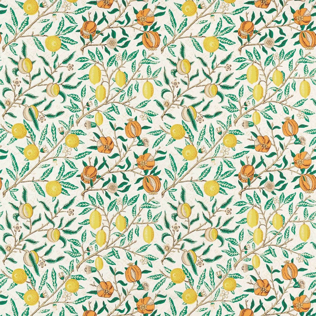 Fruit Sap Green/Tangerine Fabric by William Morris & Co.