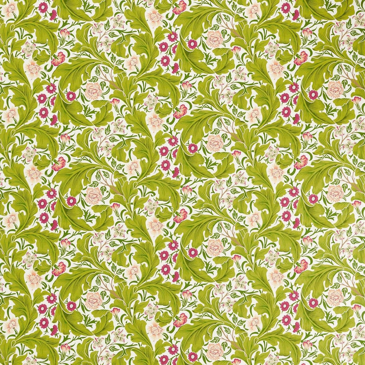 Leicester Sour Green/Plum Fabric by William Morris & Co.
